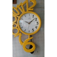 OkaeYa Antic round shape wall clock yellow colour